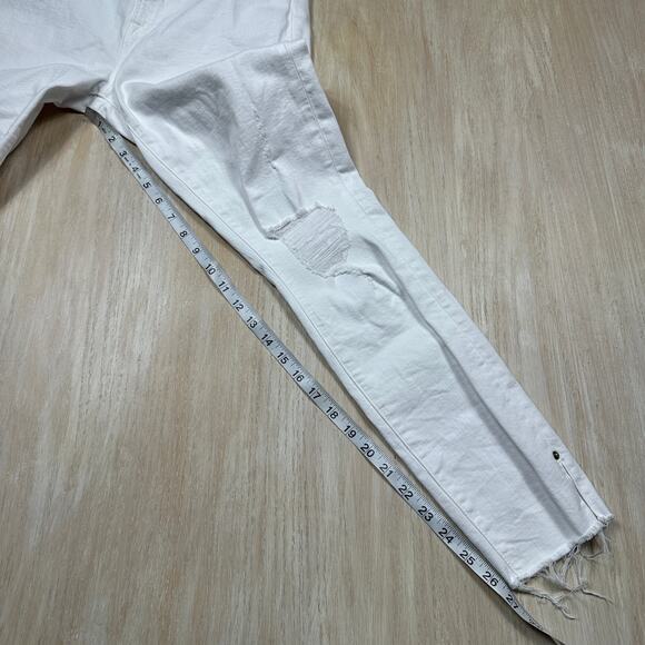 FRAME Le High Skinny Crop Jeans White Distressed Frayed Hem Stretch Denim 30 - Picture 6 of 16